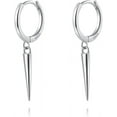 thumbnail image 6 of Sterling Silver Spike Small Hoop Earrings for Women Teens Geometric Hoop Earrings Huggie Drop, 6 of 10