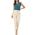thumbnail image 3 of INSPIRE CHIC Women's Ruffled Sleeveless Pullover V- Neck Work Blouses Tops M Peacock Blue, 3 of 7