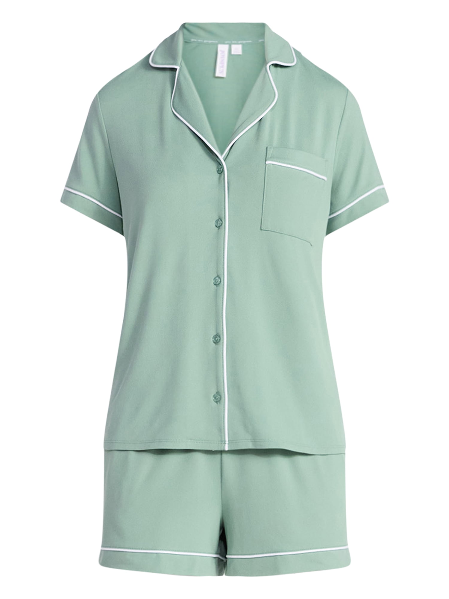 Joyspun Women's Dreamy Soft Collection Notch Collar Top and Shorts Pajama Set, 2-Piece, Sizes XS-3X