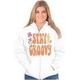 thumbnail image 4 of Hippie Positivity Stay Groovy Flowers Zip Hoodie Sweatshirt Women Brisco Brands S, 4 of 5