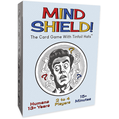 Mind Shield! The Card Game with Tinfoil Hats, Ages 13+, 2-4 Players, UFO Alien Conspiracy Theme, Game Night, Birthdays, or Gag Gift for Extraterrestrial, UAP, and Sci-Fi Enthusiasts.