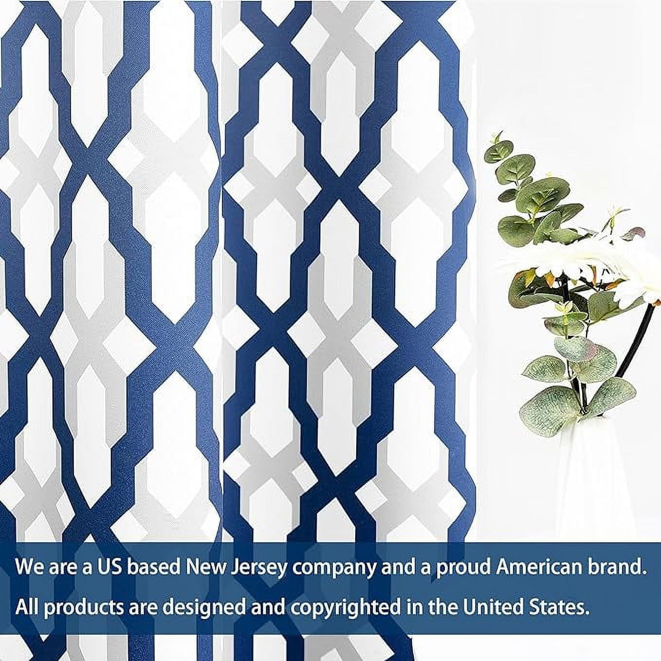DriftAway Mason Thermal Blackout Grommet Window Curtains Geometric Trellis Pattern 2 Panels 54"L x 52"W Navy
