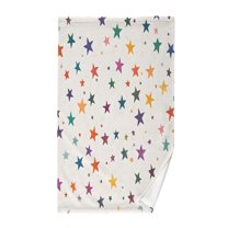 Yayeee 2 Pack Hand Towels for Bathroom 100% Cotton 16" x 28" Kitchen Towel, Beige Stars