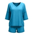 thumbnail image 6 of Guluxicc 2 Piece Sets for Women Basic T Shirts and Shorts with Pockets Breathable Sweat Absorbing Solid Color Summer Casual Loungewear, 6 of 6