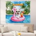 thumbnail image 2 of Hello Summer West Highland White Terrier at Swimming Pool Flamingo Swim Ring Tapestry Westie Westy Dog Lover Wall Hanging Backdrop Home Decor - 12009, 2 of 5
