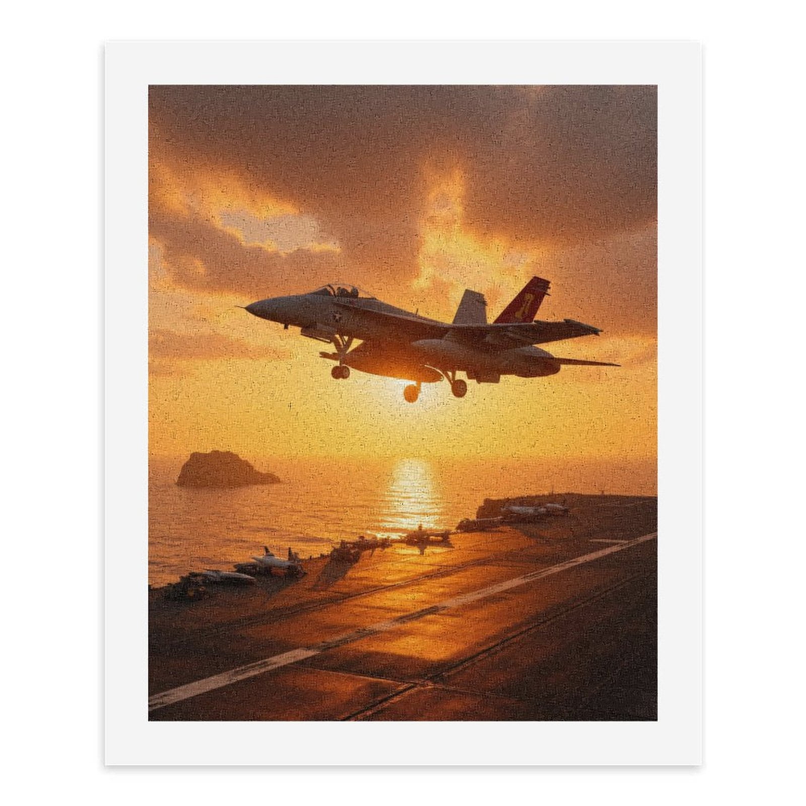 Paint By Numbers Kit for Adults Beginner - DIY Jet Carrier Sunset Sky Ocean Flight Canvas Painting Kits for Adults, Frameless Paint By Number for Adults for Home Wall Decor 16x20 Inch
