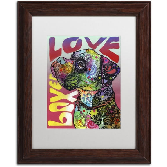 Trademark Fine Art 'Boxer Luv' Canvas Art by Dean Russo, White Matte, Wood Frame