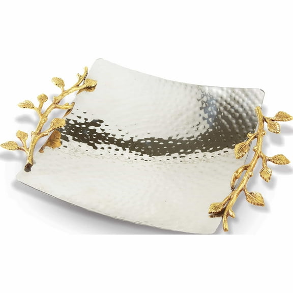Fashion Golden Vine Hammered Square Tray (11.5 X 8) Made In India -Jewelry By Sweet Pea