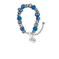 thumbnail image 2 of Delight Jewelry Silvertone Large I Love You Heart Blue Paw Print Bead Bracelet, 7"+2", 2 of 4