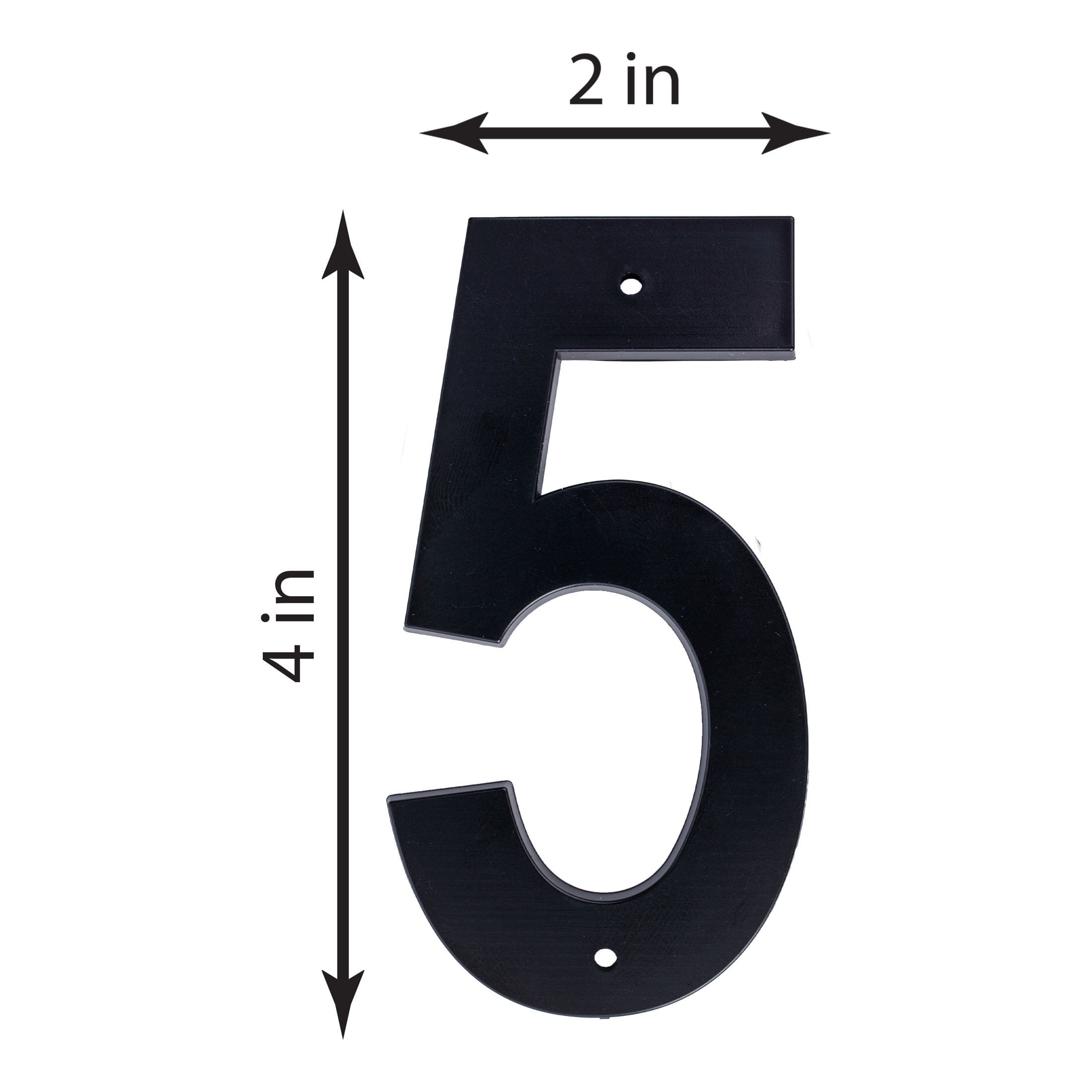 (3 pack) HY-KO 4" Black Plastic Modern Number 5