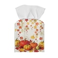 thumbnail image 2 of FUIALDOLG Modern Tissue Box Cover Square PU Leather Car Tissue Holder Waterproof Facial Paper Organizer Dispenser for Bathroom, Vanity Countertop, Tabletop, Pumpkin Autumn Leaves, 2 of 7