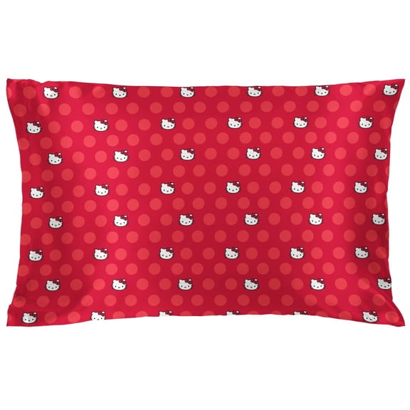 Jay Franco Satin Pillowcase - Standard Size 20x30 Inch Silky Soft Premium Pillow Cover, Red - Hello Kitty