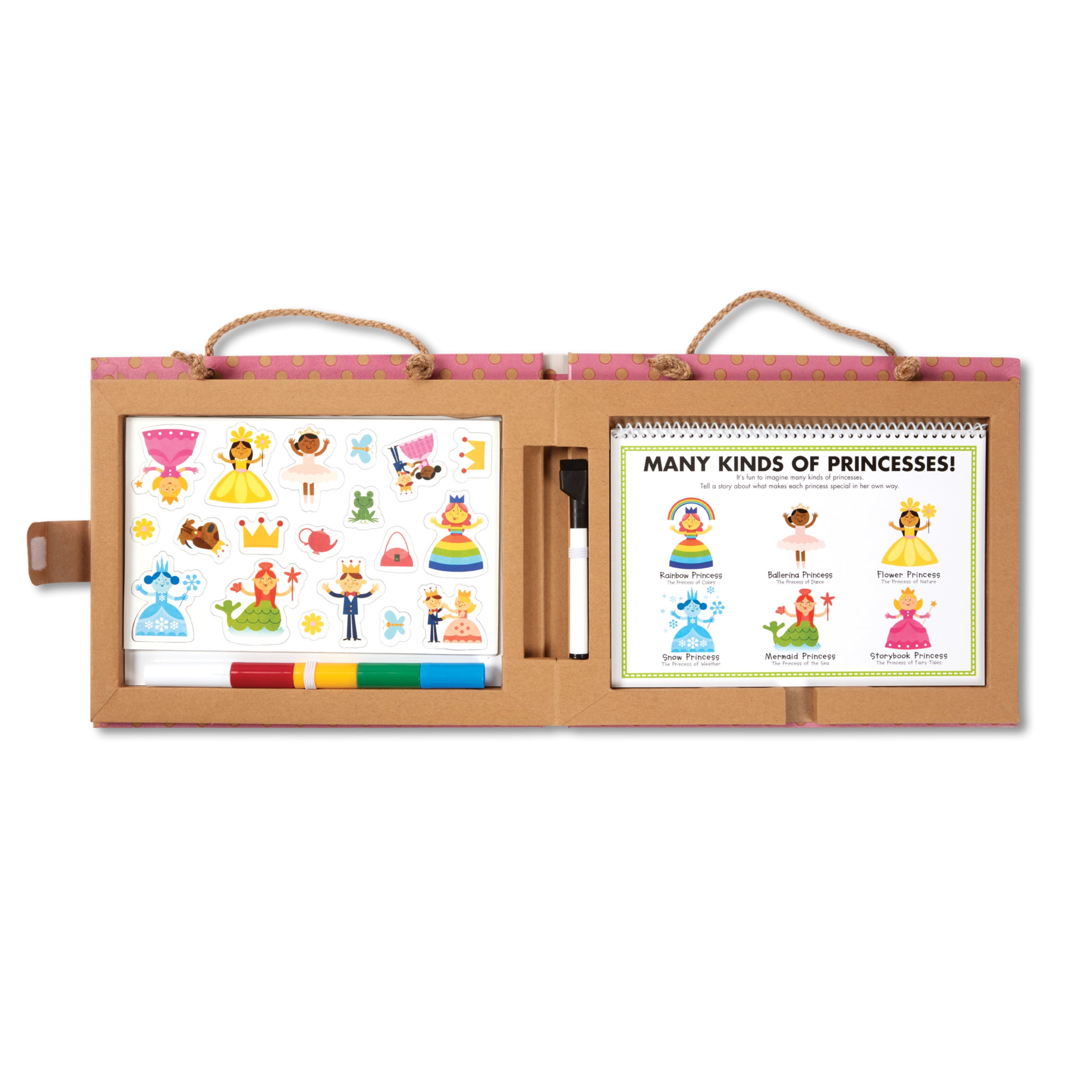 Melissa & Doug Natural Play: Play, Draw, Create Reusable Drawing & Magnet Kit – Princesses (54 Magnets, 5 Dry-Erase Markers) - FSC Certified