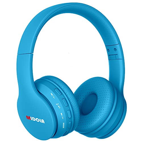 Blue, Include USB-c Adapter Kids Headphones for School with microphone New bee HD Stereo Safe Volume Limited 85dB/94dB Foldable Lightweight On-ear Headphone for Boys/PC/Mac/Android/Kindle/Tablet/Pad 