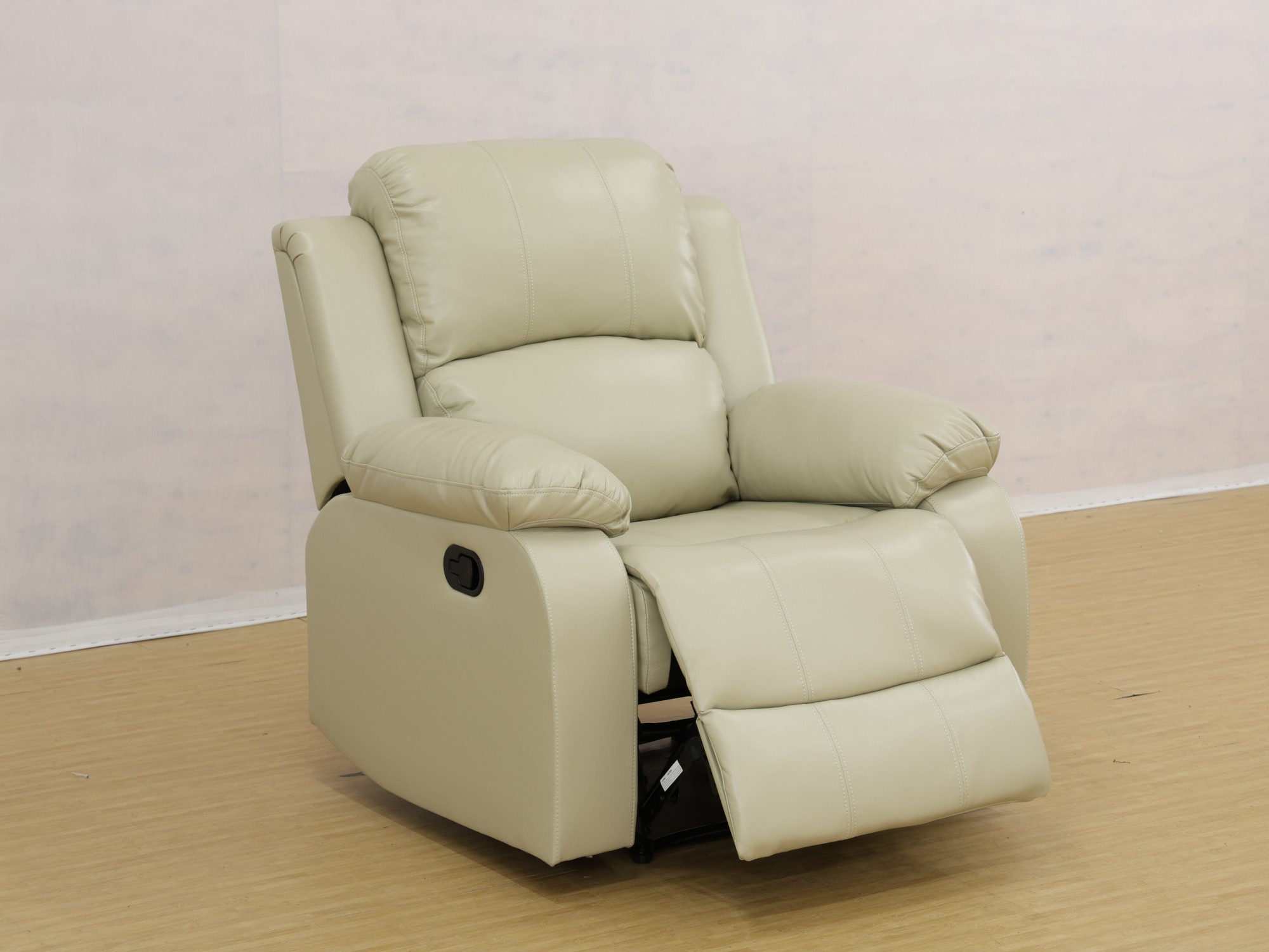 Gewnee Beige Manual Recliner Chair – Air Leather Single Sofa with Plush Comfort, Perfect for Living Rooms