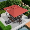 thumbnail image 2 of PURPLE LEAF 9 x 12FT Deluxe Rectangle Solar Powered LED Patio Umbrella with Base, Large Offset Cantilever Umbrella with 360° Rotation, Black Red, 2 of 14