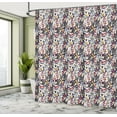thumbnail image 4 of Ambesonne Vintage Shower Curtain, Whimsical Shapes and Eyes, 69"Wx70"L, Indigo Burgundy and Grey, 4 of 4