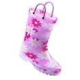 thumbnail image 2 of Kushyshoo Girls Light Up Rain Boots Colorful Pink Flowers Rain Boots for Toddler with Handles 9M, 2 of 5