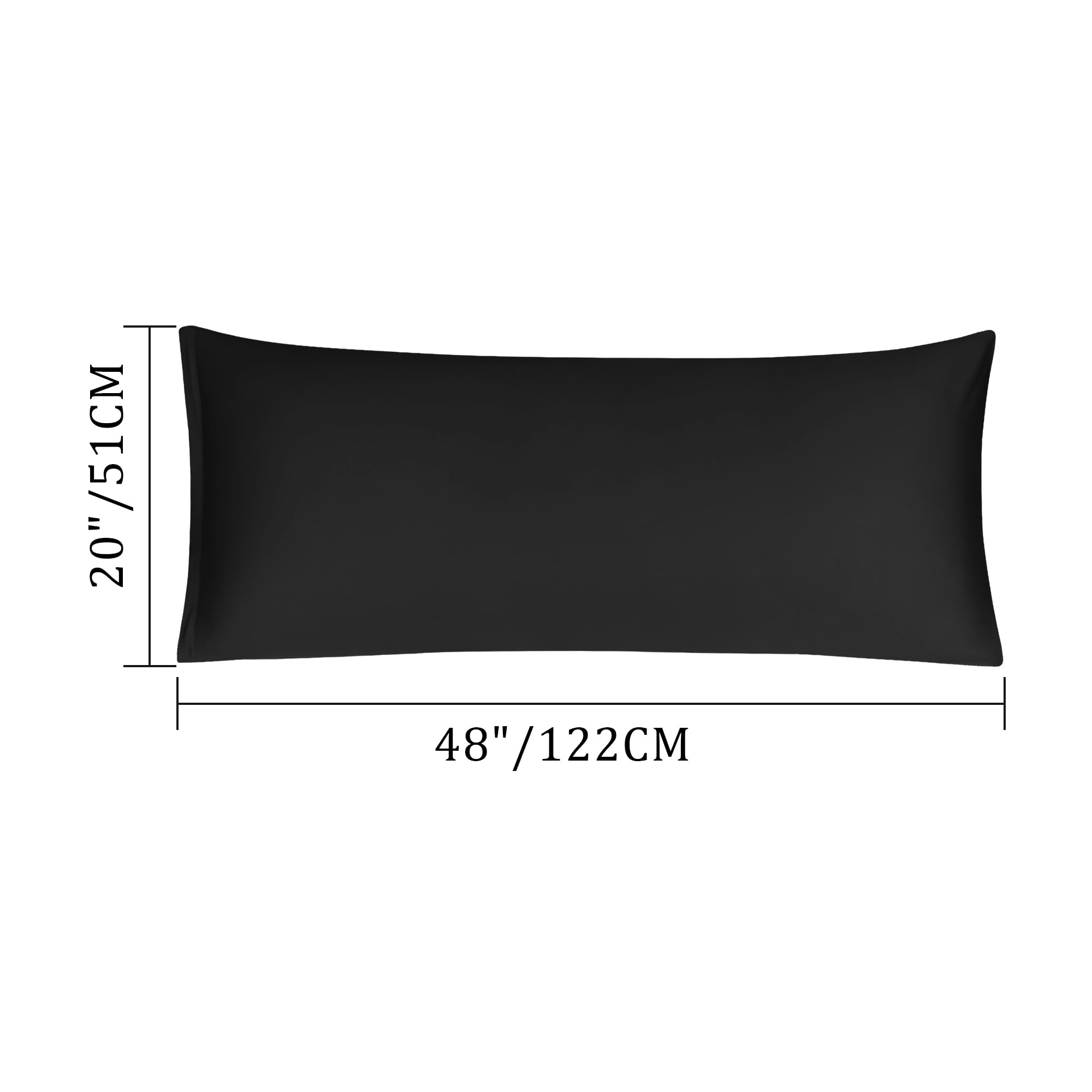 Unique Bargains Egyptian Cotton Zipper Long Body Pillow Cover Black 20" x 48"