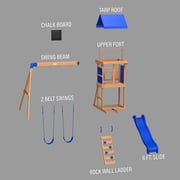 Backyard Discovery Aurora Cedar Wood Swing Set, Wave Slide, Play Deck, Rock Wall Ladder