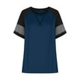 thumbnail image 5 of Women T Shirts Casual Striped Short Sleeve Summer Soft Cotton Tops Loose Fit Patchwork Color Stretch Tunic Tops Lightweight Comfy Ladies Crew Neck Tees Blouse Tops, 5 of 6