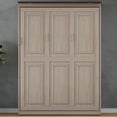 thumbnail image 3 of Euroco Wood Queen Size Murphy Bed with LED Light, Space-Saving Wall Bed for Bedroom, Beige, 3 of 13