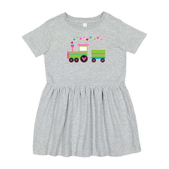 Inktastic Valentine Heart Train Girls Toddler Dress