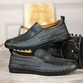 thumbnail image 4 of Spring Summer New Men's Casual Hollow Loafers Slip On Breathable Leather Flats Boat Shoes Driving Shoes Moccasins Comfort Walking Shoes, 4 of 14