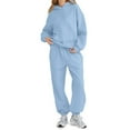 thumbnail image 5 of Nokdvo Sweatsuits Women 2 Piece Outfit Fall Winter Long Sleeve Casual Hoodie Sweatsuit Ribbed Sweatsuit Tracksuit with Pockets,Light Blue S, 5 of 5