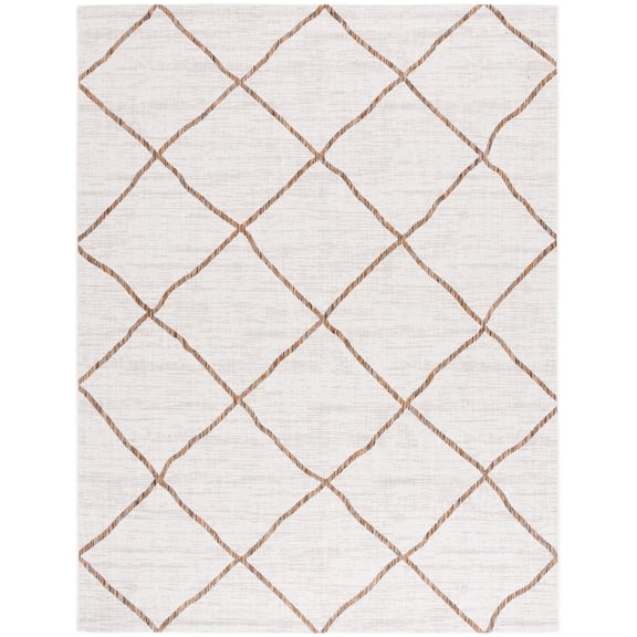 SAFAVIEH Courtyard Cohen Diamond Indoor/Outdoor Area Rug, Ivory/Brown, 9' x 12'