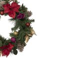 thumbnail image 3 of Northlight Decorated Red Poinsettia and Rose Artificial Christmas Wreath, 24-inch, Unlit, 3 of 8