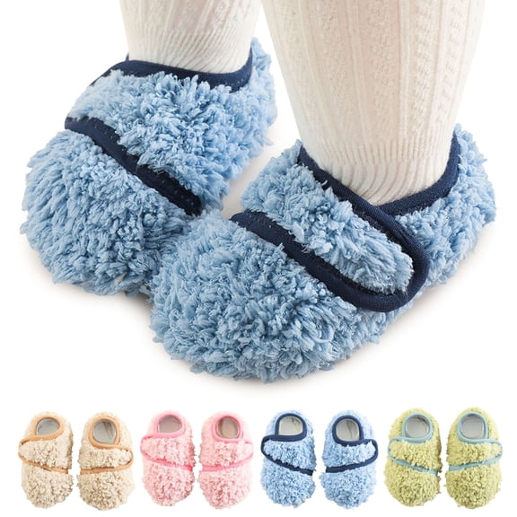 Deago Toddler Boys Girls Indoor House Slippers Lightweight Kids Baby Non-Slip First Walking Home Socks Shoes (Blue, XS)