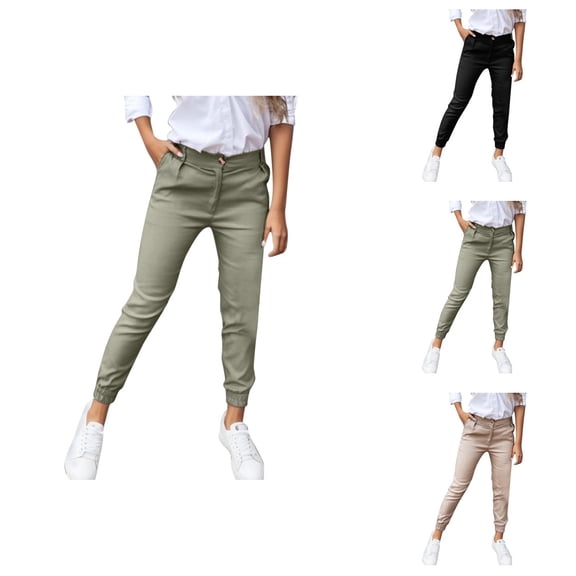 Workout Out Pants Casual Waist Solid Pants Fitness Pocket Leggings High Button Cropped Women Pants Palazzo Pants For Women