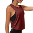 thumbnail image 2 of OIOLOYJM Women's Workout Tank Tops Lightweight Sleeveless Workout Tops Side Ruched Yoga Athletic Running Shirts Elegant Casual Gym Cozy Clothes Wine L, 2 of 7