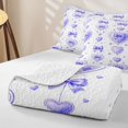 thumbnail image 4 of spefrowx Purple Cute Ribbon Quilt Full for Girls Boys, Love Heart Stripe Line Full Bedspread Sets, 3 Pieces, 4 of 7