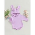thumbnail image 3 of Cenuakty Infant Baby Easter Jumpsuit, Solid Color Rabbit Ear Hood Long Sleeve Romper for Infant Boys Girls, 3 of 9