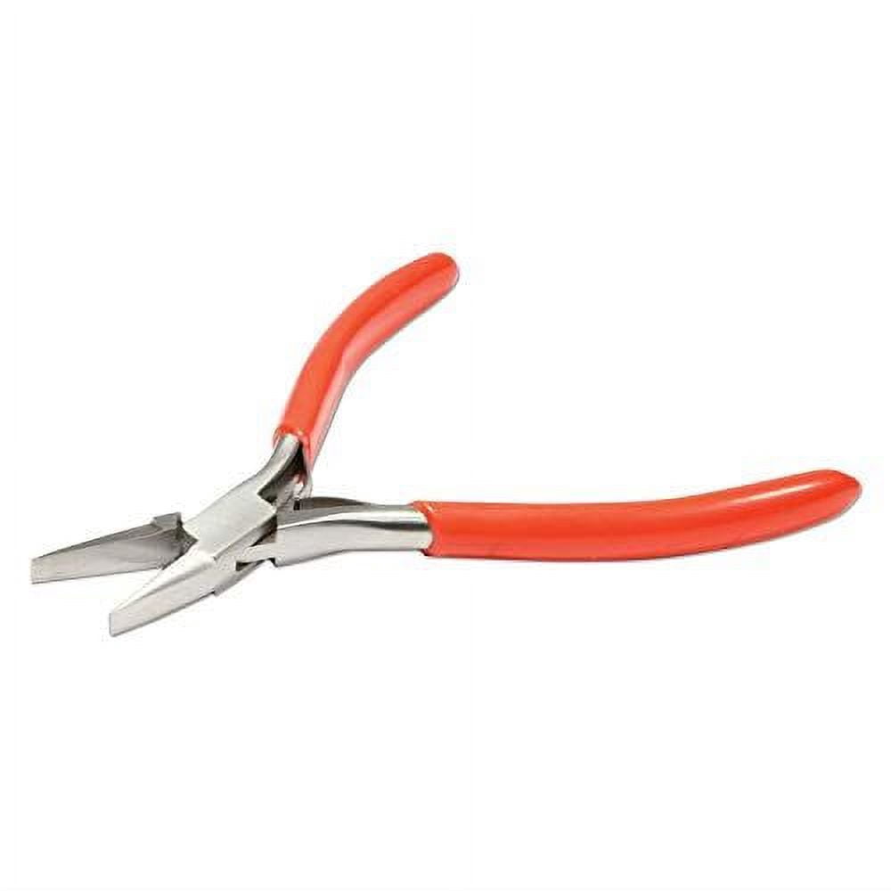 The Beadsmith Platinum Series German Flat Nose Pliers, 4.75 inches (120mm) with Polished Steel Head, red PVC Comfort Grip Handle and Double-Leaf Spring, Tool for Jewelry Making
