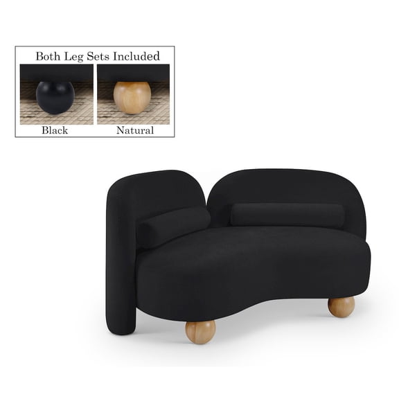 Meridian Furniture Daphne Black Chenille Fabric Loveseat