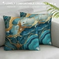 thumbnail image 3 of PHYHOO Teal Marble Throw Pillow Covers , Gold Crack Pillow Covers, Abstract Metallic Texture Cushion Covers, Luxury Shinny Boho Hippie Fluid Reversible Decorative Pillow Covers White, 3 of 5