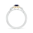 thumbnail image 2 of ANGARA Natural Oval Sapphire Twisted Vine Ring with Diamond Halo in 14K White & Yellow Gold for Women (Size-7x5mm) | September Birthstone, Anniversary, Jewelry Gift for Women | Natural Sapphire Ring, 2 of 10