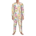 thumbnail image 3 of Salouo Retro Colorful Butterfly Print Button-Front Long Sleeve Pajama Set for Men, Soft 2Pjs Men's Long Sleeve Sleepwear-X-Large, 3 of 7