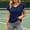 Dark Blue, variant on Women's V-Neck Short Sleeve T-Shirt with Cutout Back Tie Design, Unique Tie-Back Top, Casual Activewear for Workout & Daily White L