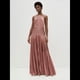 thumbnail image 5 of Vestido Plisado Elegante Sin Mangas con Cuello Halter, Abertura y Lazo Metálico de Lujo para Mujer Rosa XL, 5 of 8