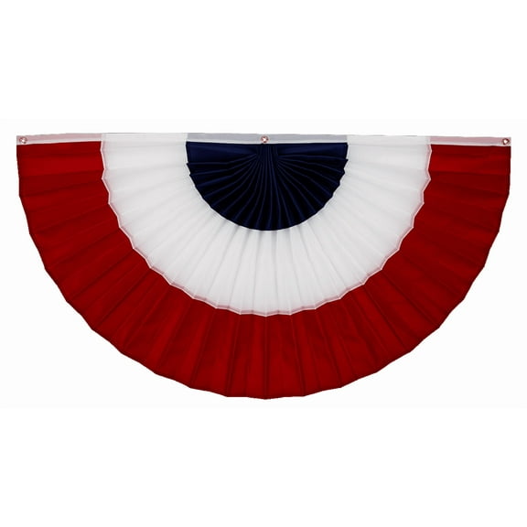 Old Glory Bunting 1 1/2’ x 3' Nylon Red, White & Blue Patriotic 3 Stripe Pleated USA Bunting Flag