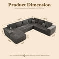 thumbnail image 3 of XIZZI U-Shape Modular Sectional Sofa Couch, 27" Deep Seat Modern Minimalist Couches for Living Room, Gray, Style 7, 3 of 8