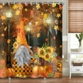 thumbnail image 2 of Harvest Pumkin Fall Shower Curtain, Cute Gnome Thanksgiving Harvest Straw Autumn Maple Leaf Fabric Bathroom Bath Curtian, Fall Forest View Waterproof Shower Curtain Sets with Hooks, 69x70, 2 of 3