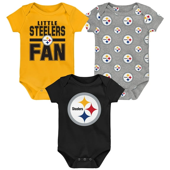 Newborn Outerstuff Pittsburgh Steelers Little Tike 3-Piece Bodysuit Set