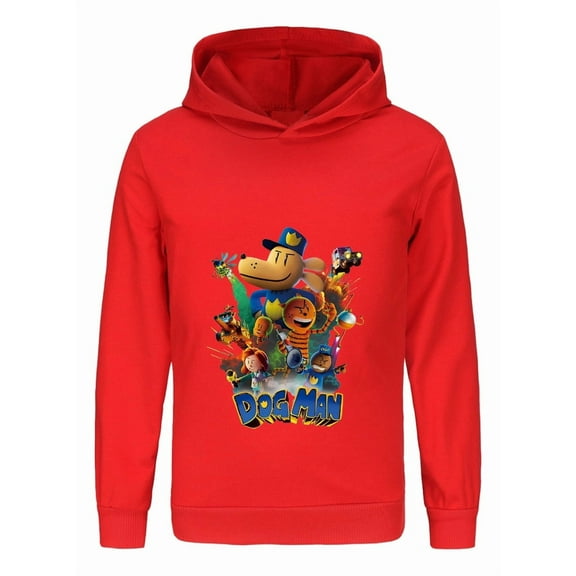 Dog Man Comic Explosion Kids Hoodie – Heroic Action Graphic Sweatshirt for Boys & Girls