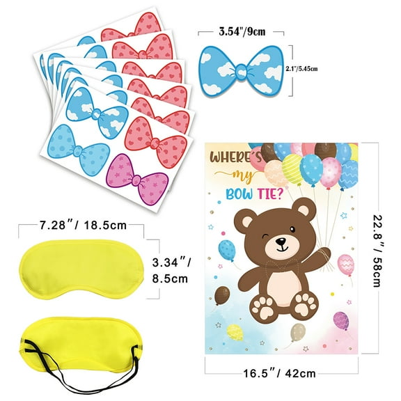 FUTUREORYY Gender Reveal Game Bear Pattern Birthday Party Guests 1 Set 22.8x16.5in
