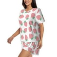 thumbnail image 2 of Bingfone Strawberry Print Pajamas Sets for Women Soft Short-Sleeved Pjs with Lounge Shorts Two Piece Sleepwear, 2 of 8